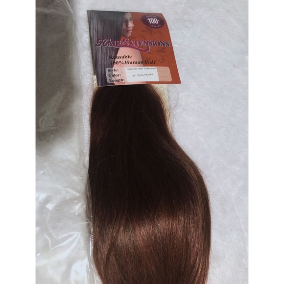 NWT 24” Medium Brown 160g REAL hair extensions - Picture 3 of 7